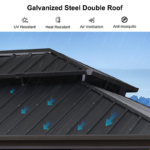 12' x 14' Hardtop Aluminum Gazebo with Galvanized Steel Roof & Sliding Doors - Image 2