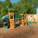 KidKraft Mockingbird View Wooden Swing Set / Playset with Tower, Hoop, Tunnel, and Tire Swing - Image 3