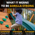 Gorilla Playsets Empire Extreme Wooden Swing Set with Monkey Bars, Clatter Bridge, Tower, and 3 Slides - Image 3