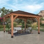 Backyard Discovery Barrington 14x10 Cedar Gazebo with Steel Roof