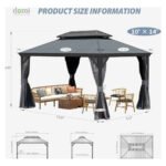 Domi Galvanized Steel Hardtop Gazebo with Resin Roof & Gutters - Dark Gray