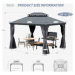 Domi Galvanized Steel Hardtop Gazebo with Resin Roof & Gutters - Dark Gray