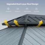 Domi Galvanized Steel Hardtop Gazebo with Resin Roof & Gutters - Dark Gray