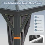 Domi Galvanized Steel Hardtop Gazebo with Resin Roof & Gutters - Dark Gray