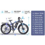 Ridstar E26 PRO Electric Bike 48V 23Ah Battery 1000W*2 Dual Motors 26*4.0inches Tires 50-75KM Max Mileage 15