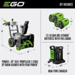 EGO Power+ Peak Power 24 in. Two-Stage 56V Battery Snow Blower Kit with (2) 10Ah Batteries & Charger