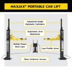 MaxJax M7K Standard Portable 2-Post Car Lift Package - 7,000 lb. Capacity