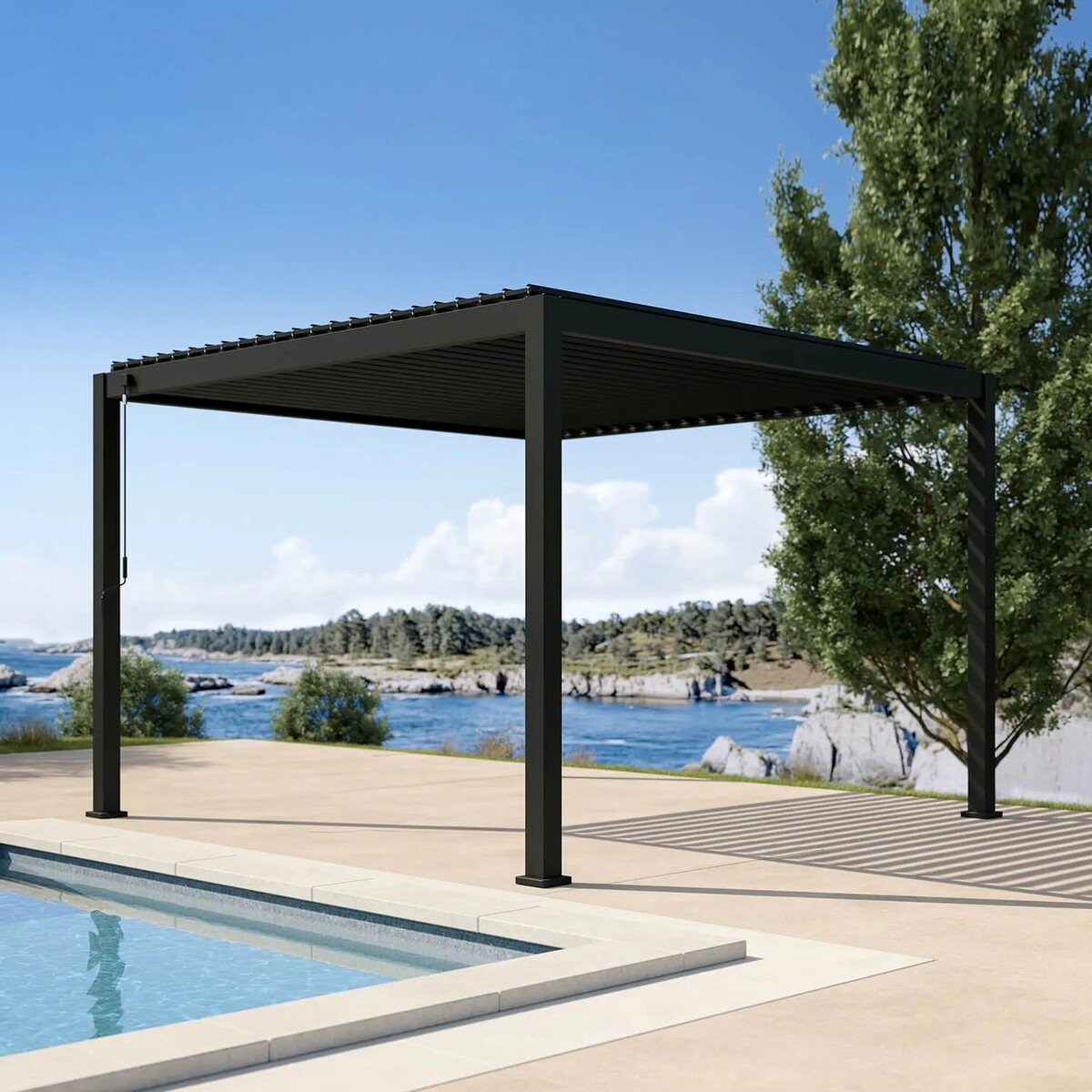 Mirador 111DA 13' x 13' Louvered Pergola - Charcoal