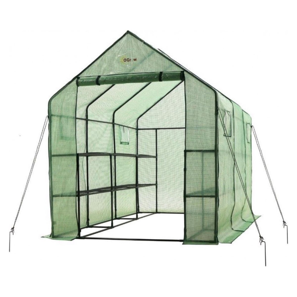 OGrow 6 ft. x 10 ft. Walk-In Greenhouse with Shelves - Green OGrow 6 ft. x 10 ft. Walk-In Greenhouse with Shelves - Green