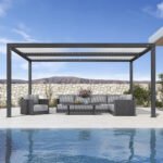 Purple Leaf Athena Louvered Pergola - Grey Frame, White Roof