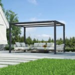 Purple Leaf Athena Louvered Pergola - Grey Frame, White Roof