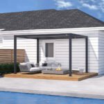 Purple Leaf Athena Louvered Pergola - Grey Frame, White Roof