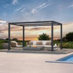Purple Leaf Athena Louvered Pergola - Grey Frame, White Roof