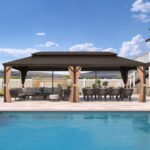 Purple Leaf Bronze Hardtop Gazebo with Double Roof & Support Rod