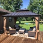 Purple Leaf Bronze Hardtop Gazebo with Double Roof & Support Rod