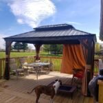 Purple Leaf Bronze Hardtop Gazebo with Double Roof & Support Rod