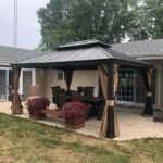 Purple Leaf Bronze Hardtop Gazebo with Double Roof & Support Rod