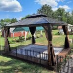 Purple Leaf Bronze Hardtop Gazebo with Double Roof & Support Rod