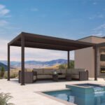 Purple Leaf Caesar Louvered Pergola with Adjustable Roof - Bronze