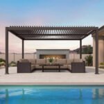 Purple Leaf Caesar Louvered Pergola with Adjustable Roof - Bronze