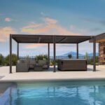 Purple Leaf Caesar Louvered Pergola with Adjustable Roof - Bronze