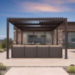 Purple Leaf Caesar Louvered Pergola with Adjustable Roof - Bronze