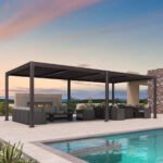 Purple Leaf Caesar Louvered Pergola with Adjustable Roof - Bronze