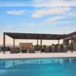 Purple Leaf Caesar Louvered Pergola with Adjustable Roof - Bronze