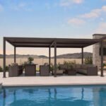 Purple Leaf Caesar Louvered Pergola with Adjustable Roof - Bronze