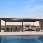 Purple Leaf Caesar Louvered Pergola with Adjustable Roof - Bronze