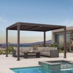 Purple Leaf Caesar Louvered Pergola with Adjustable Roof - Bronze