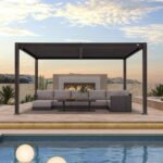Purple Leaf Caesar Louvered Pergola with Adjustable Roof - Bronze