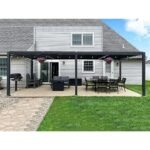 Purple Leaf Caesar Louvered Pergola with Adjustable Roof - Bronze