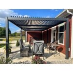 Purple Leaf Caesar Louvered Pergola with Adjustable Roof - Bronze