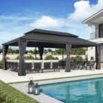 Purple Leaf Grey Hardtop Gazebo with Galvanized Steel Roof & Support Rod