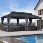 Purple Leaf Grey Hardtop Gazebo with Galvanized Steel Roof & Support Rod