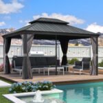 Purple Leaf Grey Hardtop Gazebo with Galvanized Steel Roof & Support Rod