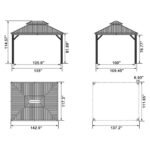 Purple Leaf Grey Hardtop Gazebo with Galvanized Steel Roof & Support Rod