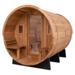 Redwood Outdoors 6 Person Barrel Outdoor Sauna with Porch