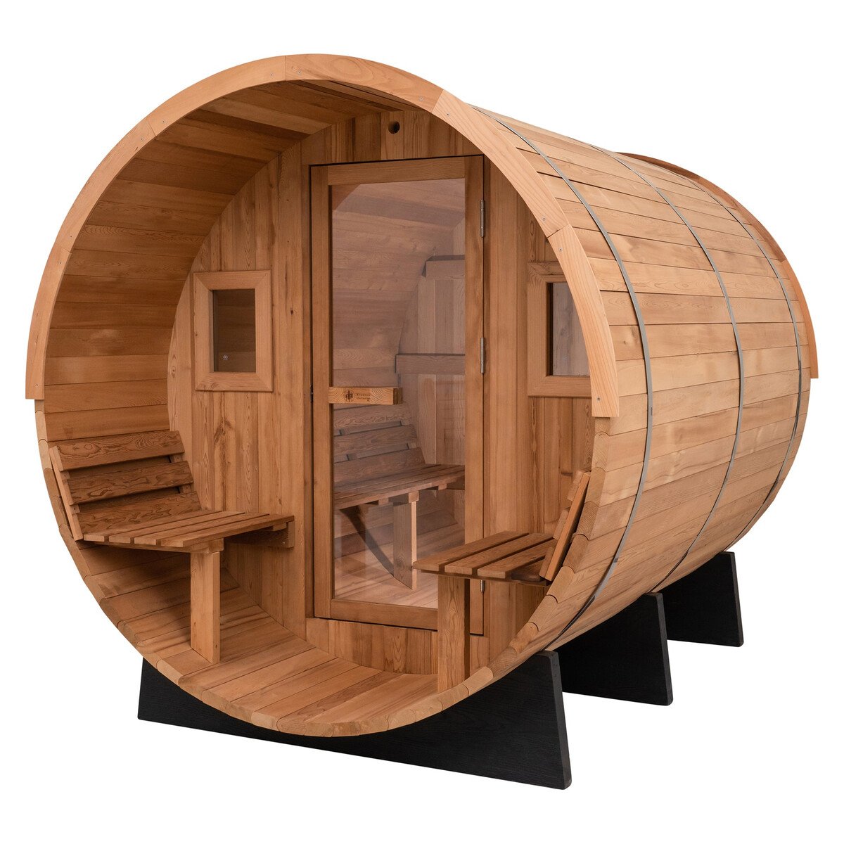 Redwood Outdoors 6 Person Barrel Outdoor Sauna with Porch