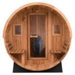 Redwood Outdoors 6 Person Barrel Outdoor Sauna with Porch