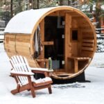 Redwood Outdoors 6 Person Barrel Outdoor Sauna with Porch