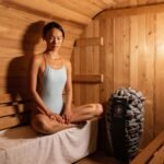 Redwood Outdoors 6 Person Barrel Outdoor Sauna with Porch