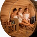 Redwood Outdoors 6 Person Barrel Outdoor Sauna with Porch