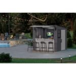 Suncast Cabana Entertainment Shed 8 ft. x 7 ft. Resin Standard Pent Storage Shed with Floor Kit