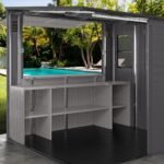 Suncast Cabana Entertainment Shed 8 ft. x 7 ft. Resin Standard Pent Storage Shed with Floor Kit