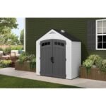 Suncast Vista 7 ft. x 4 ft. Resin Vertical Peak Storage Shed with Floor Kit