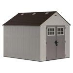 Suncast Tremont 8 ft. x 10 ft. Resin Vertical Peak Storage Shed with Floor Kit