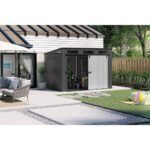 Suncast Modernist Barn Door 10 ft. x 7 ft. Resin Horizontal Barn Storage Shed with Floor Kit