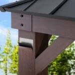 Sunjoy Fenwick Hardtop Gazebo with Wood-Grain Aluminum Frame